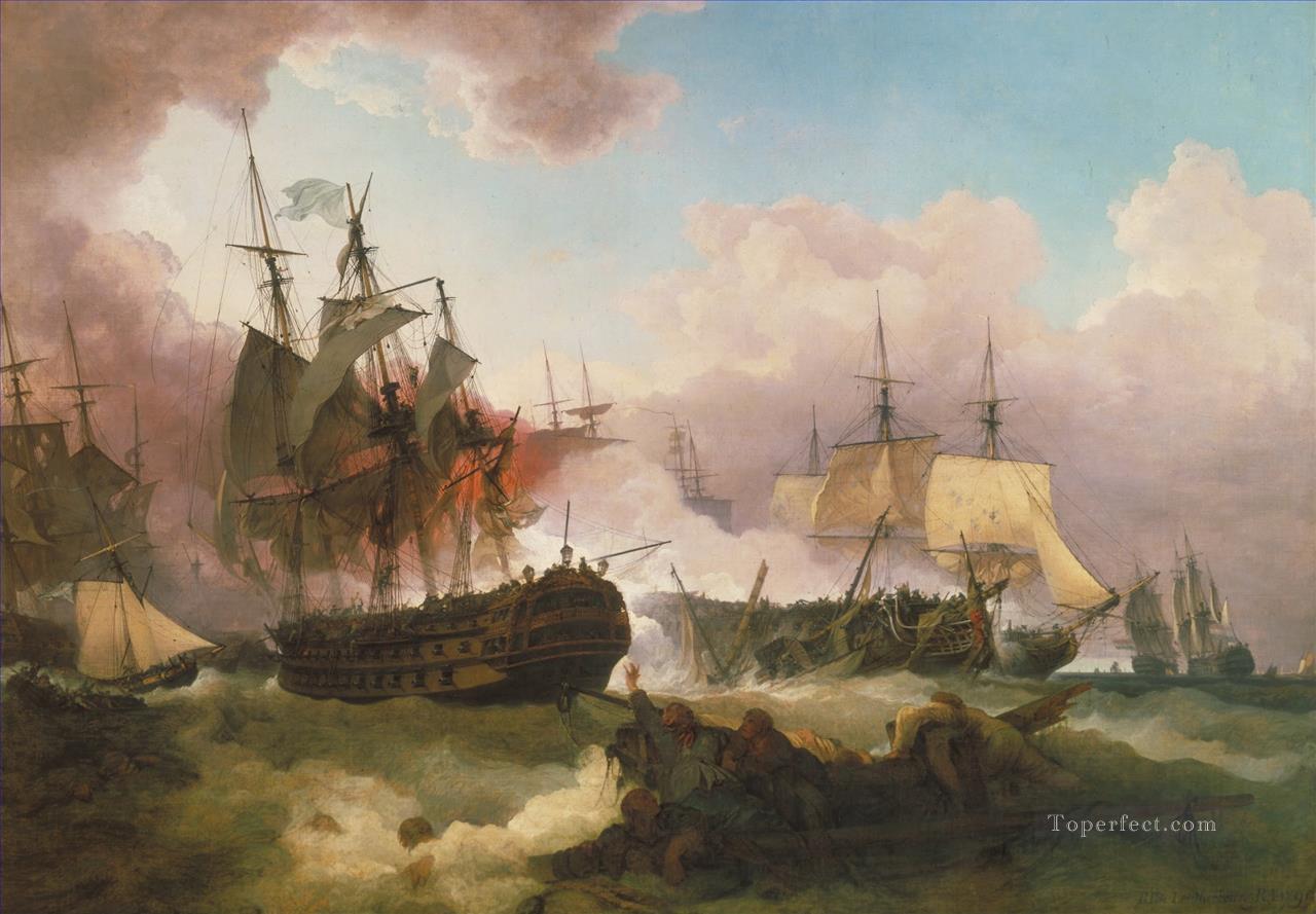 フィリップ・ジェームス・ド・ラウザーブール キャンパーダウン海戦の戦い油絵